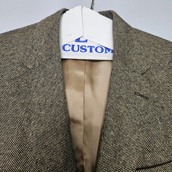 Lands'End 100% Lambswool Men's Tweet Blazer SZ 40R Black/Beige Sport Coat Preppy - Picture 6 of 15